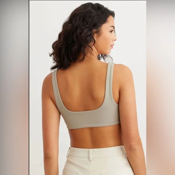 DYNAMITE alani sculpt micro bra top in vintage khaki size small - Picture 3 of 7